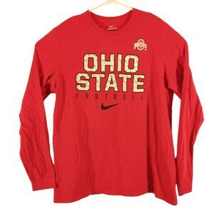 Ohio State Buckeyes Football tshirt mens L Large red long sleeve Nike Tee NCAA